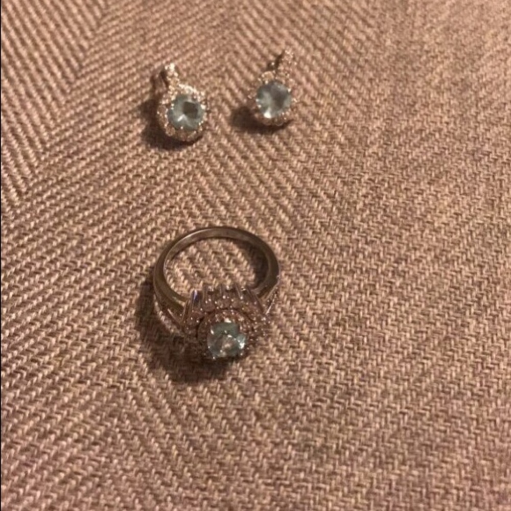 Vintage aquamarine ring and earring set